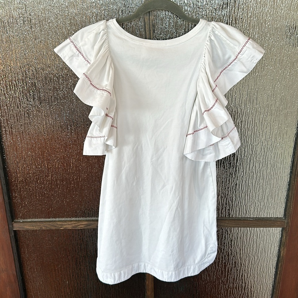 See By Chloe White Flared Sleeveless Stitched Ruffled Tunic Top size S - Picture 9 of 12